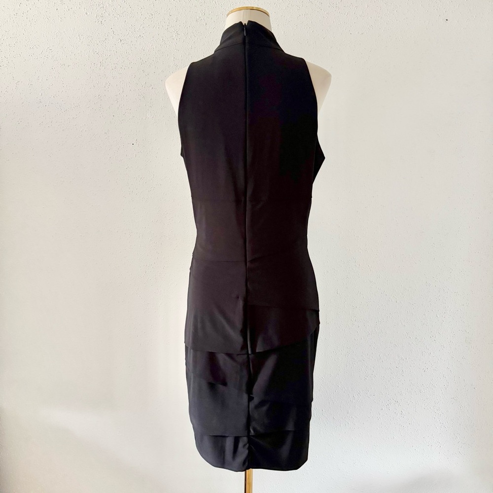 WHBM Mock Neck Peephole Black Instantly Slimming Dress Sheath Women's Size 10 L - Picture 6 of 7